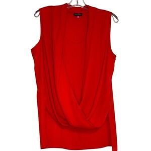 Vince Camuto Blouse Red Sleeveless Drape Neck Casual Dressy‎ Top SZ M